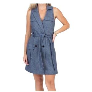 Marissa Webb Gray Wool-Blend Gretchen Wrap Dress. Size Large.